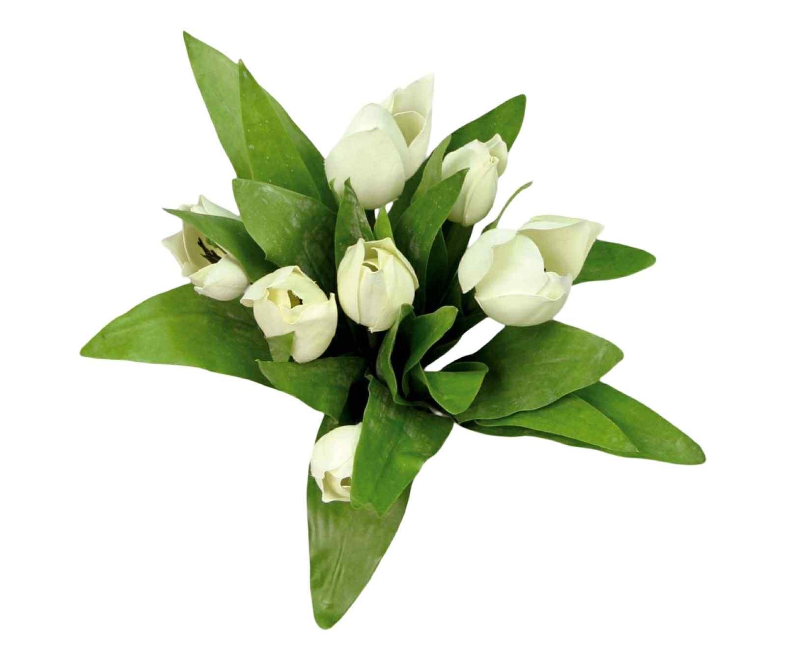 Konstgjord vit tulpanbukett 24 cm