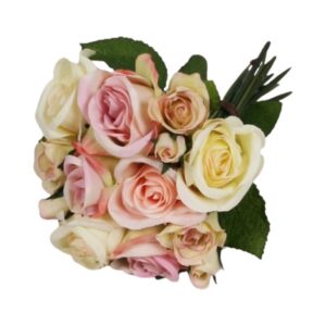 Rosa cream färgad konstgjord bukett 25 cm