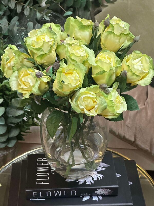 Ros | Konstgjord Snittblomma Creme-Grön Gatsby 34 cm - Bild 4
