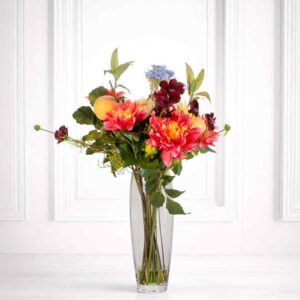 Färdig bukett med mixade blommor och konstvatten 50 cm