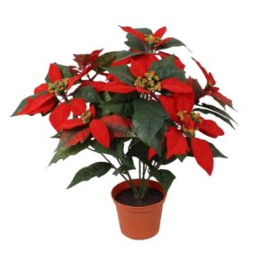 Konstgjord Julstjärna röd i kruka 35 cm