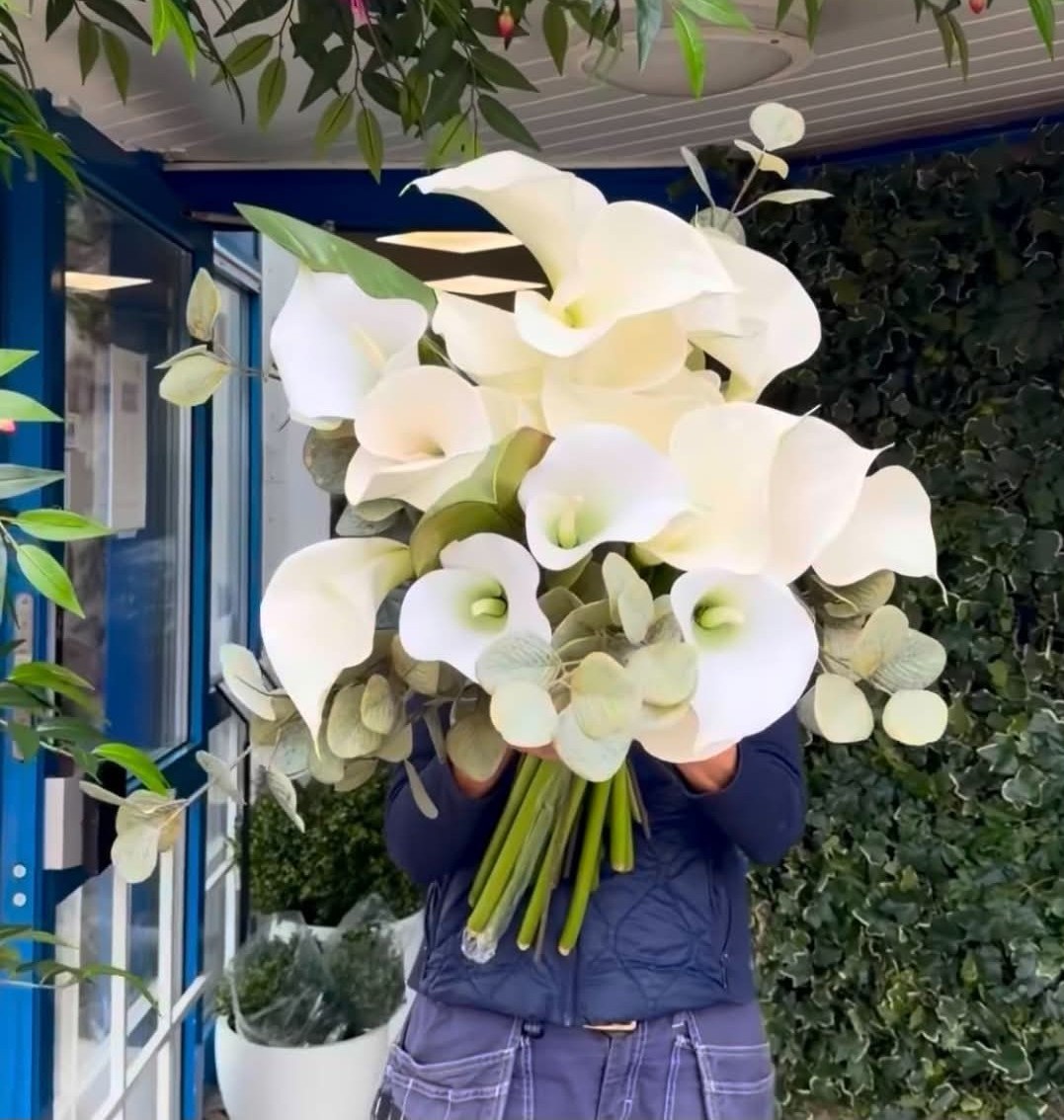 Konstgjord vit Calla snittblomma 80 cm - Bild 3