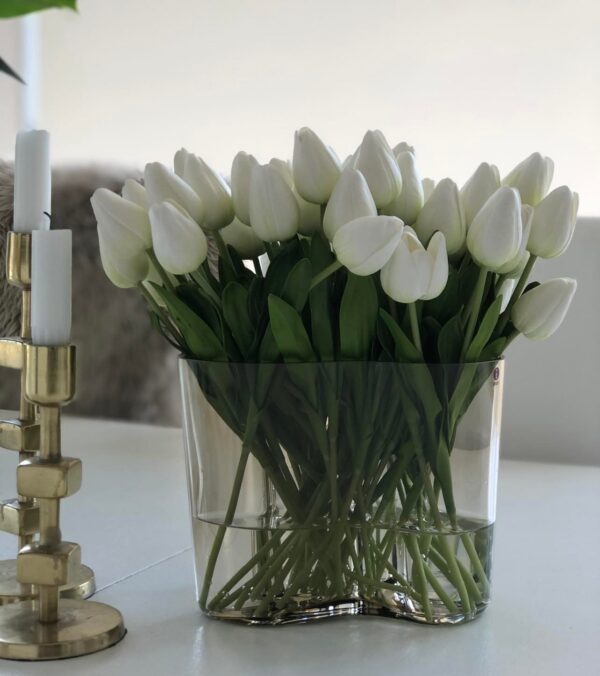Tulpan | Konstgjord snittblomma Vit smal toppig 40 cm - Bild 4
