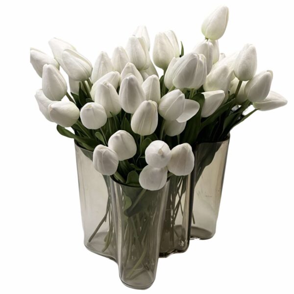 Tulpan | Konstgjord snittblomma Vit smal toppig 40 cm
