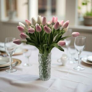 Konstgjord rosa smal toppig tulpan 40 cm