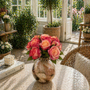 bukett rosa ros