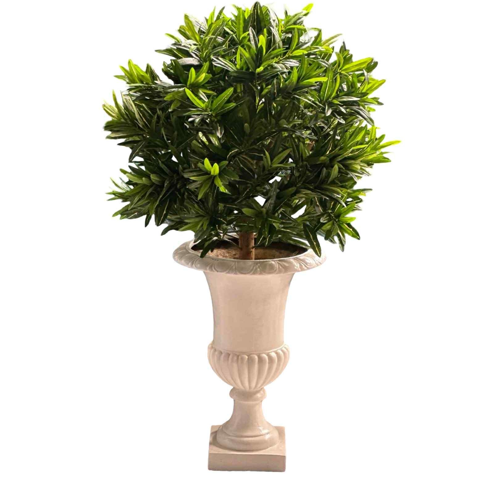 Konstgjord croton med äkta stam bollform 100 cm