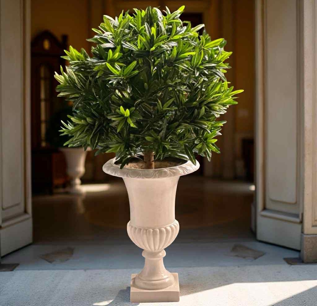 Konstgjord croton med äkta stam bollform 100 cm