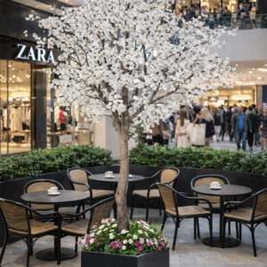 Konstgjort körsbärsträd i glasfiberstam vitt