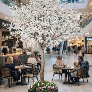 Konstgjort körsbärsträd i glasfiberstam vitt