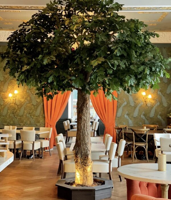 ekträd med äkta grovstam -konstgjorda blad 400 cm