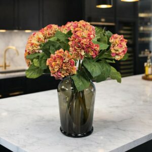 Hortensia Konstgjord snittblomma gul och röd 60 cm