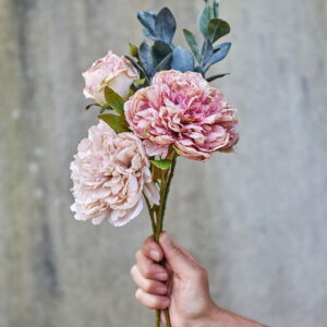Konstgjord Gammalrosa snittblomma Pion 30 cm