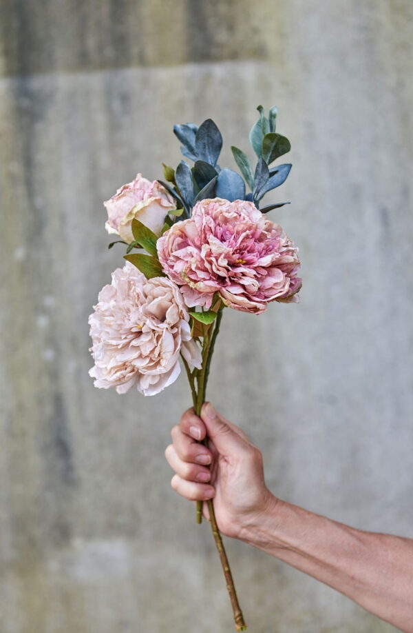 Konstgjord Gammalrosa snittblomma Pion 30 cm