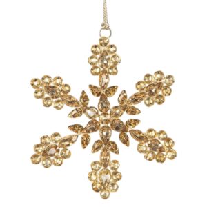 Snöflinga Fiora Guld 11 cm med glaspärlor