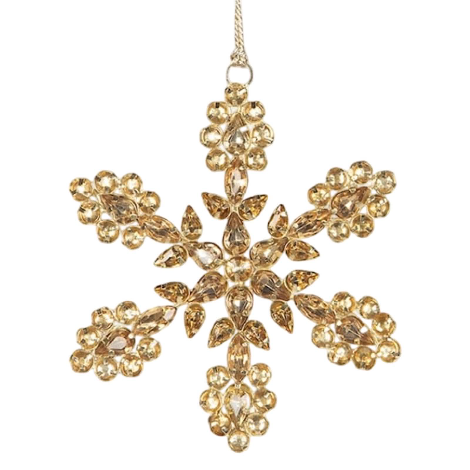 Snöflinga Fiora Guld 11 cm med glaspärlor