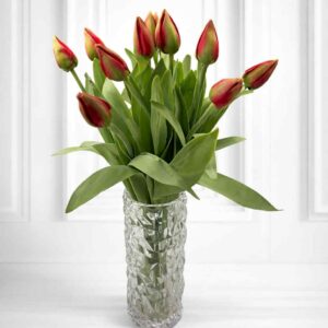 Tulpan | Konstgjord smal Röd/Grön 40 cm