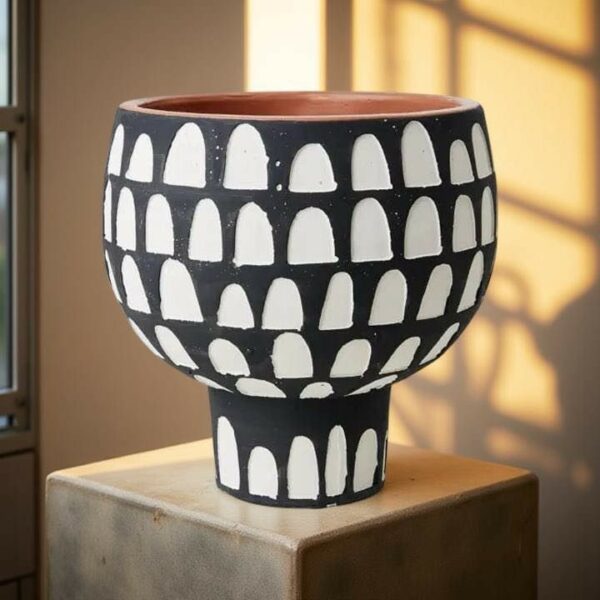 Kruka | CAMILLE Kruka M, Svart/vit Ø19xH19 cm - Bild 2
