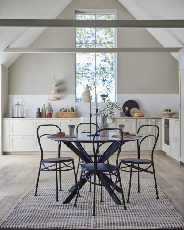 MILAN Bord, Vit/svart Ø120xH78 cm