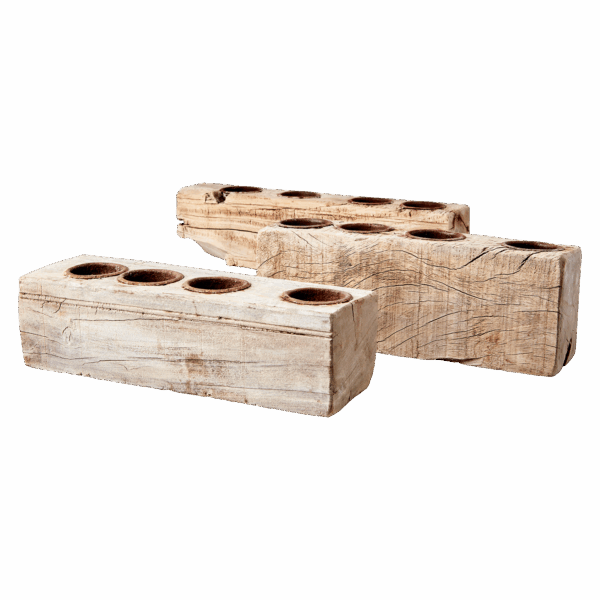 Ljusstake | Treasure Adventsljusstake Värmeljus, Recycled Wood Natur ~L33xD7xH9 cm