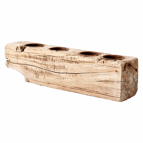 Ljusstake | Treasure Adventsljusstake Värmeljus, Recycled Wood Natur ~L33xD7xH9 cm