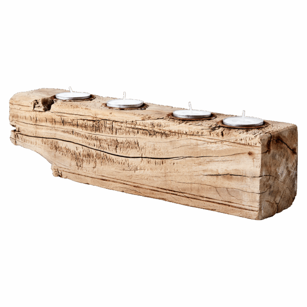 Ljusstake | Treasure Adventsljusstake Värmeljus, Recycled Wood Natur ~L33xD7xH9 cm