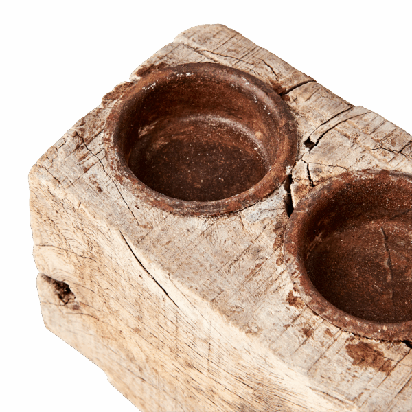 Ljusstake | Treasure Adventsljusstake Värmeljus, Recycled Wood Natur ~L33xD7xH9 cm