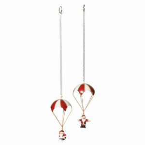 Juldekoration | Jultomten i metallfallskärm med fjädring 2/Set