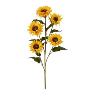 Konstgjord stor solros med flera gula blommor 115 cm