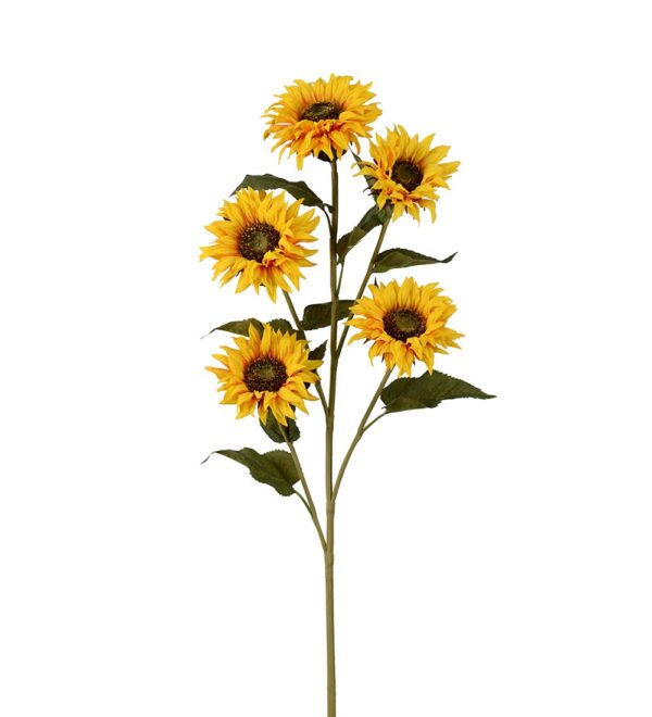 Konstgjord stor solros med flera gula blommor 115 cm