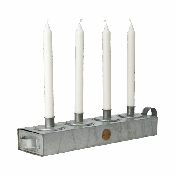 Ljusstake | Fenix Adventsljusstake/Ljuslåda, Grå L47xW10xH8 cm