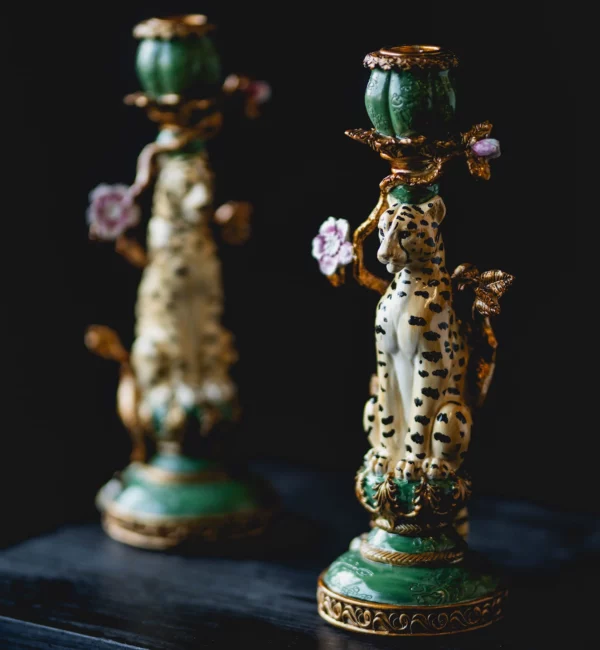 Ljusstake Leopard Barock rokoko style 26 cm