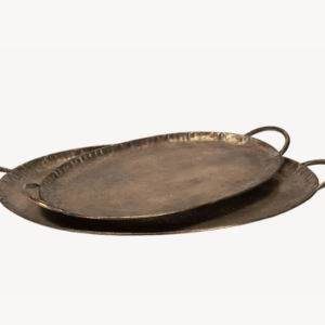 Bricka | Bordsfat - Handtag Antik Guldbrun S/2 st