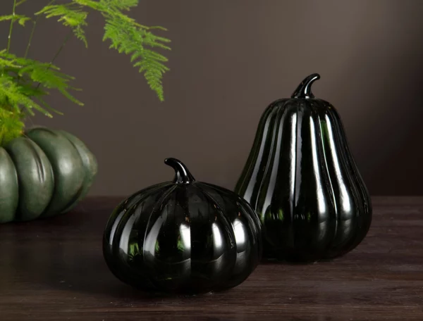 Pumpa | Konstgjord Avlång Glas Grön 20x15cm