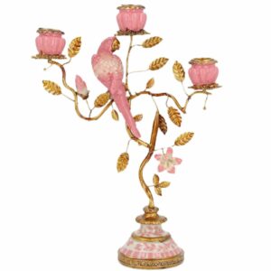 Ljusstake | Fågelbad Rosa Barock Rokoko H 32 cm