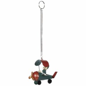 Juldekoration | Älg I Grönt Flygplan Med Fjädring 9cm