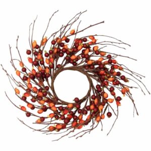 Krans | Konstgjord Nypon -Röd -Orange 40 cm