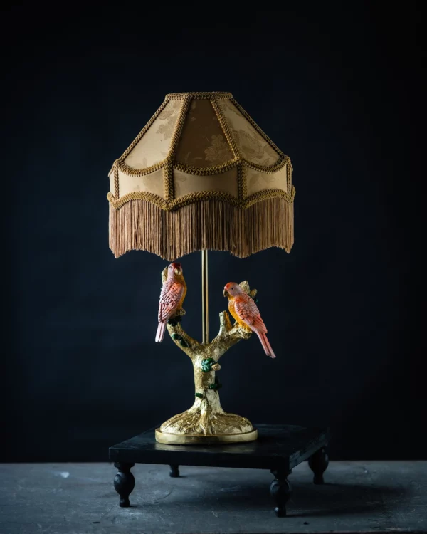 Belysning l Lampfot Fåglar På Gren Barock Rokoko 44 cm