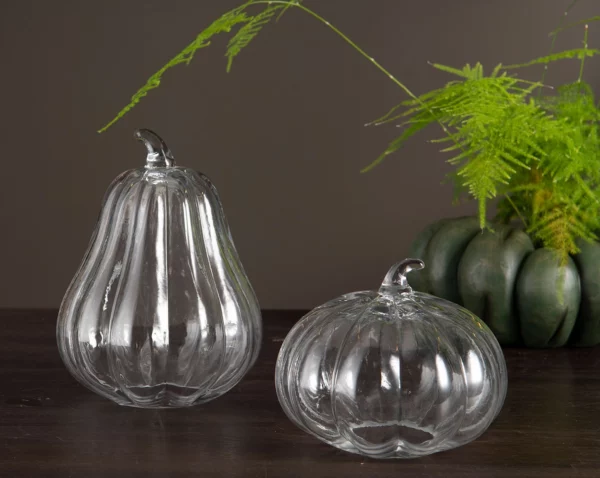 Pumpa | Konstgjord Rund Glas Klar 15x12cm