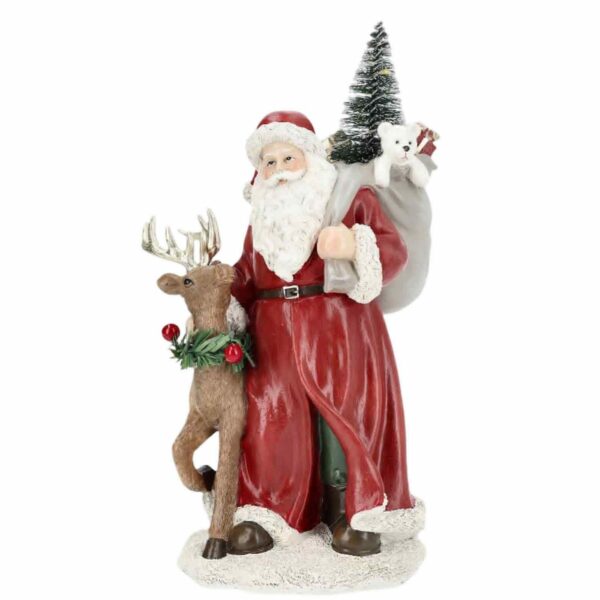 Dekoration | Tomte Med Ren LED-Ljus 11x12x22cm