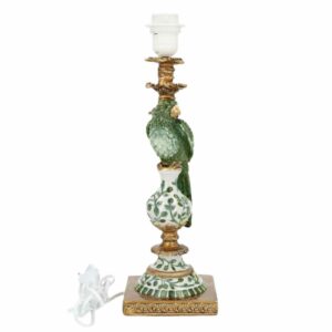 Belysning l Lampfot Papegoja Grön Barock Rokoko 60 cm