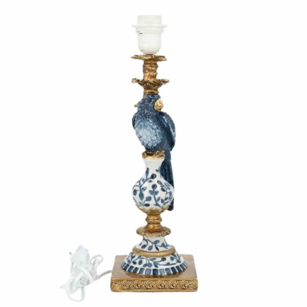 Belysning l Lampfot Papegoja Blå Barock Rokoko 60 cm