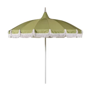 SANTIAGO Parasoll 100% Polyester. Vattenavvisande tyg och UV-beständig 30+. Inkluderar en hållare för att kunna skruva ner parasollet i marken, 4,5x39cm. Se bild.