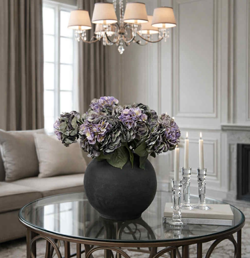 Hortensia | Konstgjord stor Snittblomma Lila 63 cm - Bild 6