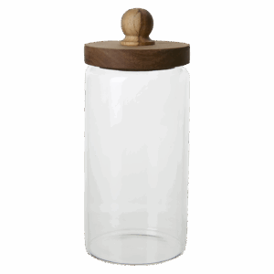 Förvaringsburk | KALLE Burk med lock, Klar/brun Ø9.5xH22cm