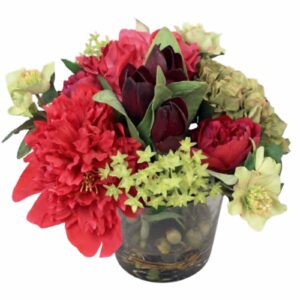 Bukett | Konstgjorda Pioner Och Tulpaner I Konstvatten 45cm