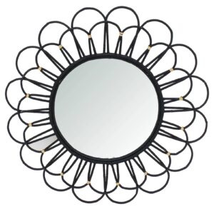 Spegel | Rund Svart Metall Bambu Ø70 cm