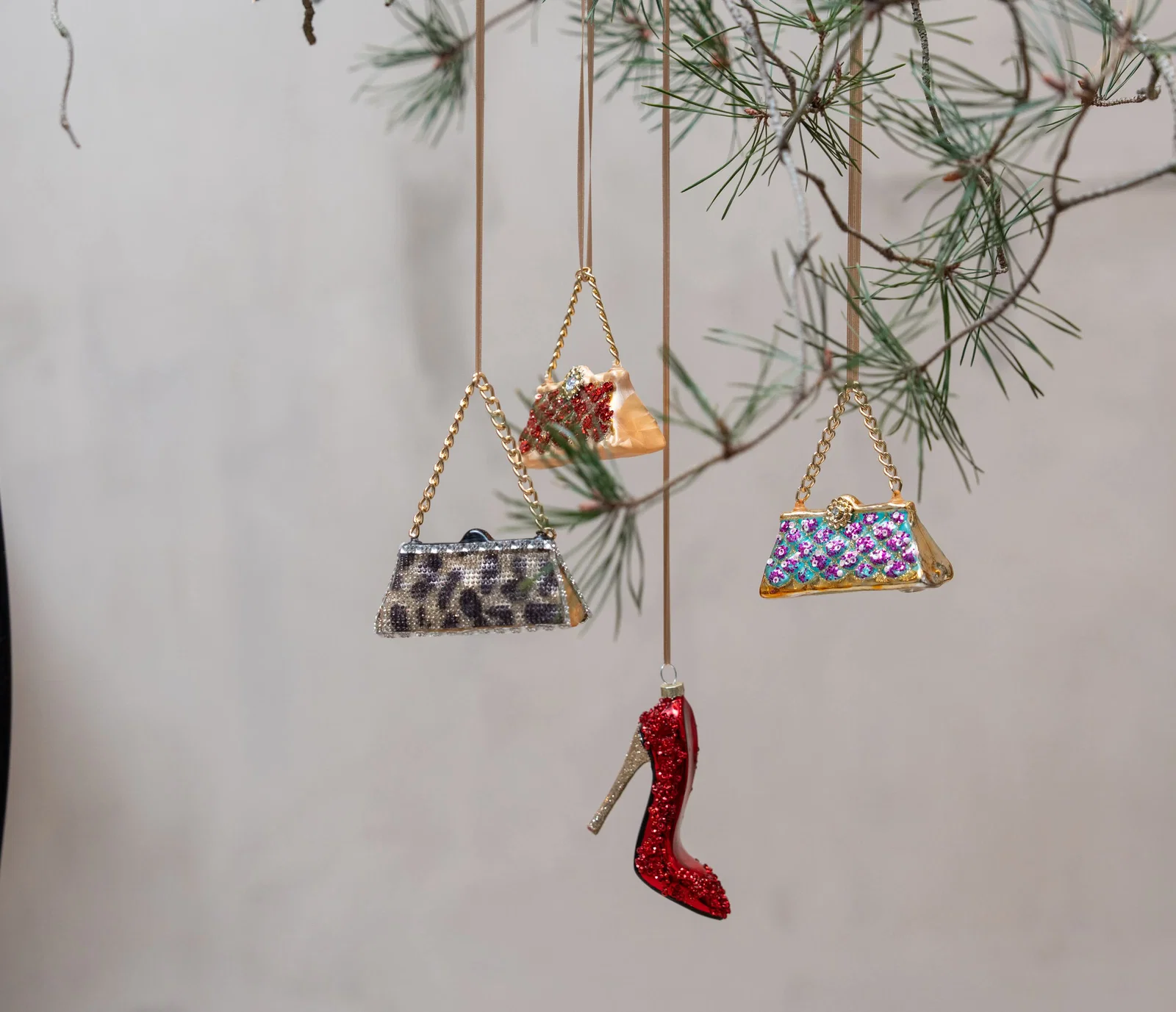 Julgranskula väska i rött och guldglitter - Bild 2