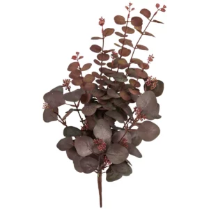 Konstgjord eucalyptus kvist med dekorativa blad och små blommor