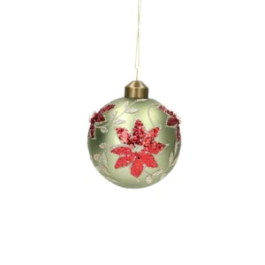 Grön julkula med rött julmotiv